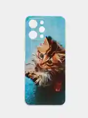 Светло-коричневый силиконовый чехол на Xiaomi Redmi 12 (Редми 12), прозрачный, с рисунком, защита камеры