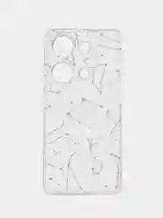 Белый чехол на Xiaomi Redmi Note 13 Pro 4G/Poco M6 Pro 4G, прозрачный, с рисунком, защита камеры
