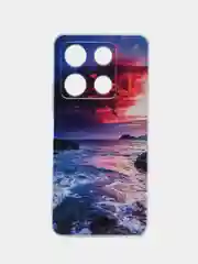 Фиолетовый чехол для Infinix Note 30 Pro (Инфиникс Нот 30 Про), прозрачный, с рисунком, защита камеры