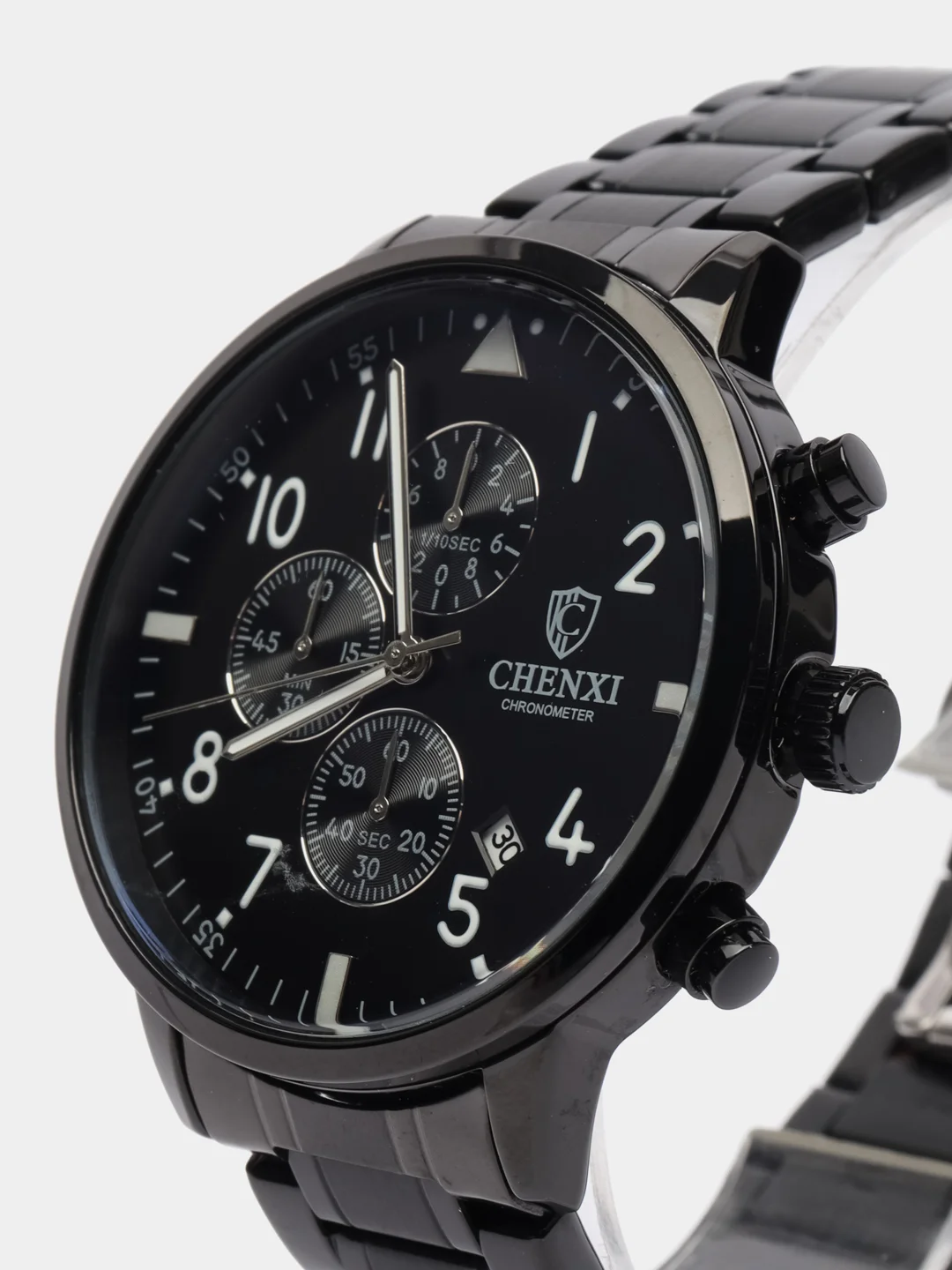 Черный часы наручные мужские CHENXI CX-907 с хронографом, водостойкие