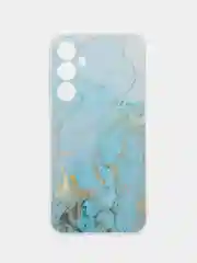 Светло-синий чехол на Samsung Galaxy A55 5G / Самсунг Галакси А55 5G прозрачный, с рисунком