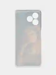 Светло-бежевый силиконовый чехол на Realme C53/C51 (Реалми С53/С51), прозрачный, с рисунком, защита камеры