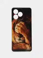 Светло-бежевый силиконовый чехол на Realme C53/C51 (Реалми С53/С51), прозрачный, с рисунком, защита камеры