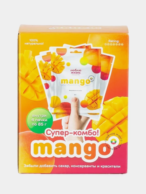 Манго высушенный "Люблю Жизнь", Подарочная упаковка, 4*85г