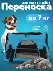 Голубой сумка переноска, с лежанкой, для кошек и маленьких собак