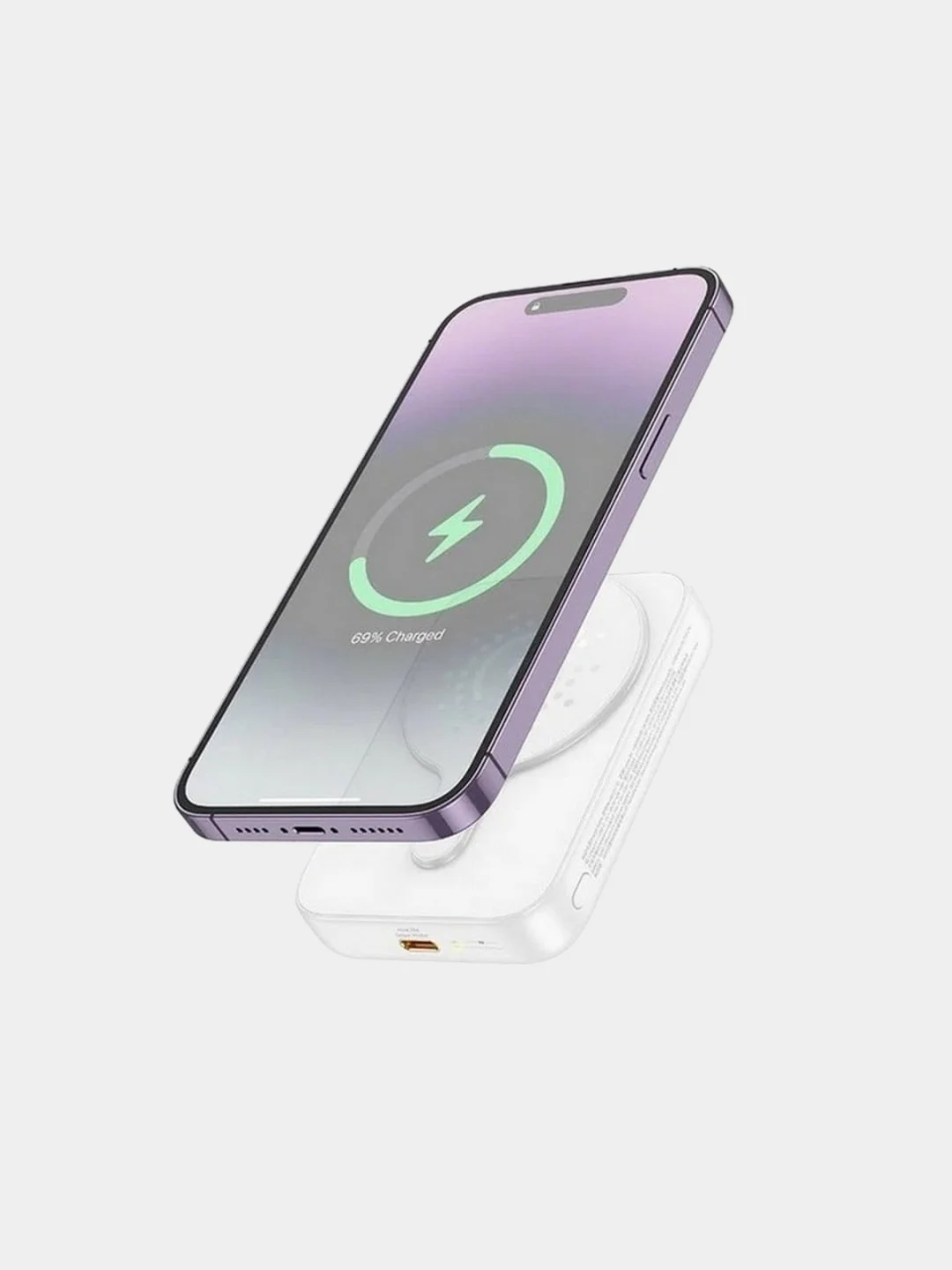 Белый повербанк Hoco J117A 10000 mAh для iPhone с magsafe и быстрой зарядкой PD20W QC3.0