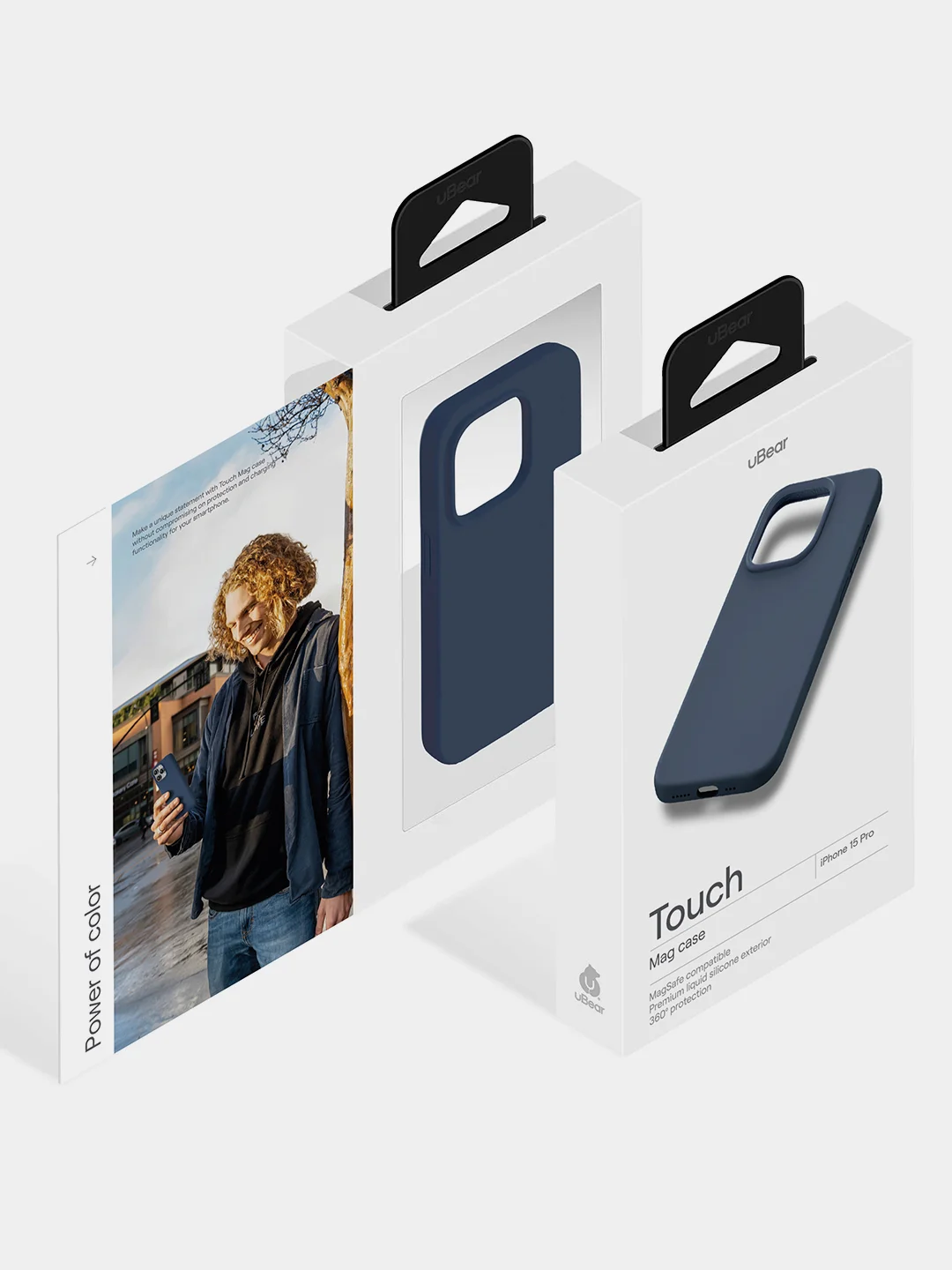 Темно-синий чехол для iPhone 15 Pro uBear Touch Mag Case, MagSafe совместимый, софт-тач