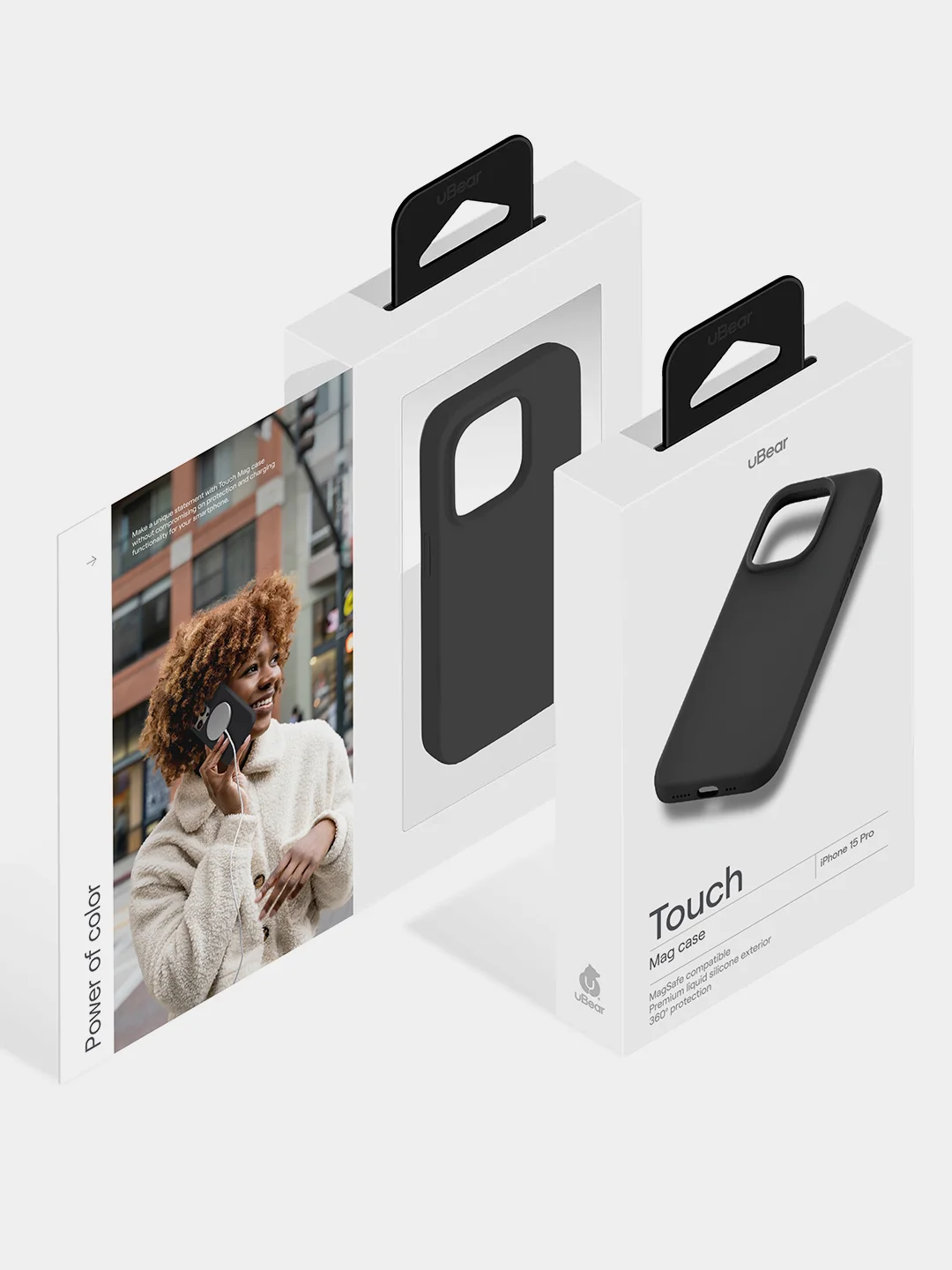 Черный чехол для iPhone 15 Pro uBear Touch Mag Case, MagSafe совместимый, софт-тач