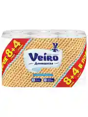Белый туалетная бумага Veiro Домашняя 8+4 2 слоя