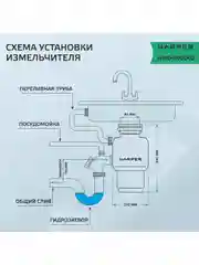 Черный измельчитель пищевых отходов, модель HWD-600D02