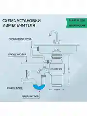Черный измельчитель пищевых отходов электрический  HWD-400D01 имеет мощность 375 Вт 3200 об/мин