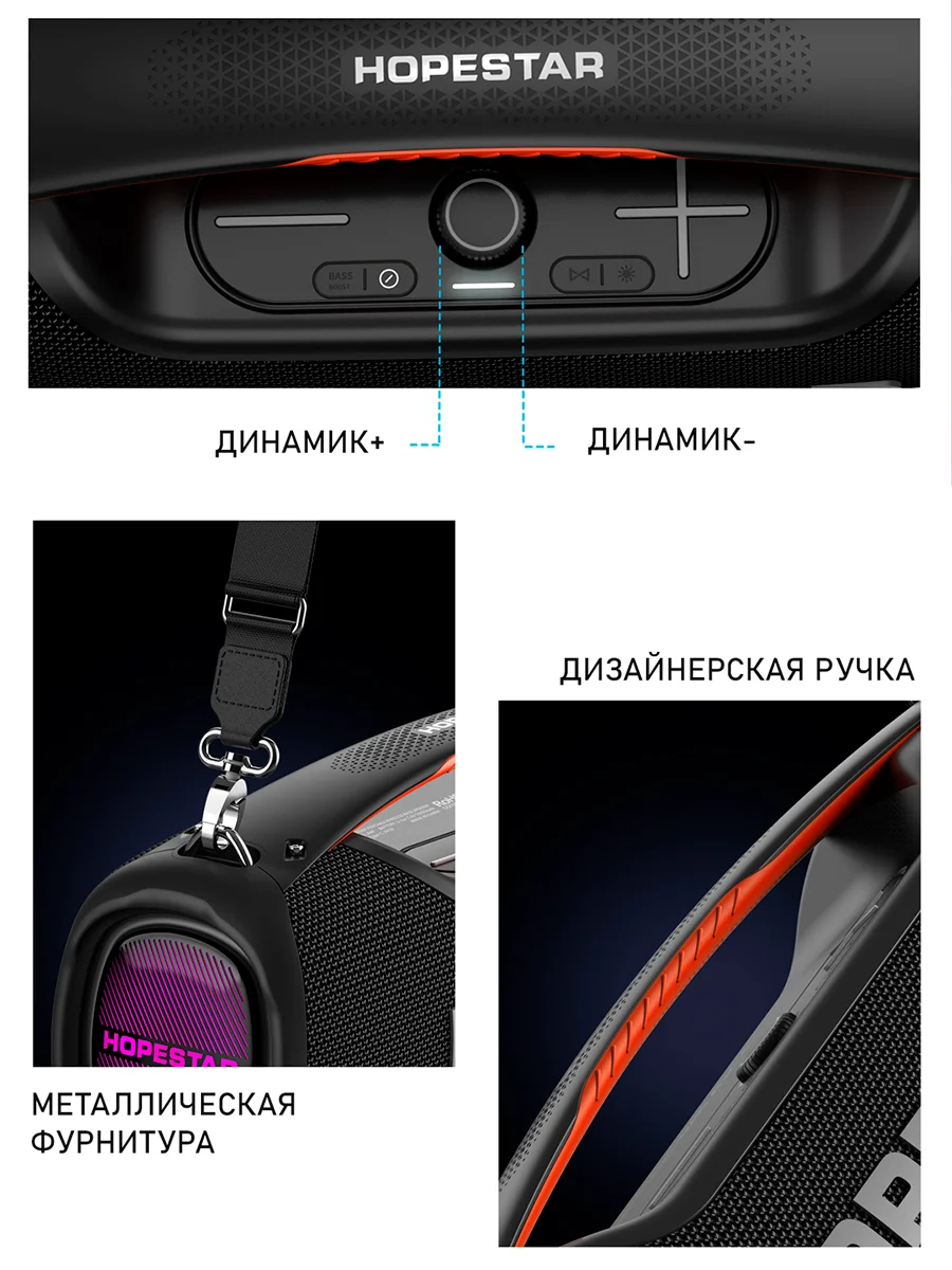 Черный портативная колонка Bluetooth HOPESTAR A60 / P39