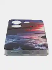 Фиолетовый силиконовый чехол на Tecno Pova 5 (Текно Пова 5), прозрачный, с рисунком, защита камеры