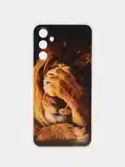 Светло-бежевый чехол на Samsung Galaxy A34 5G (Самсунг A34), прозрачный, с рисунком, защита камеры