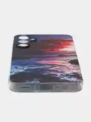 Фиолетовый силиконовый чехол на Samsung Galaxy A15 / Самсунг А15 прозрачный, с принтом, защита камеры