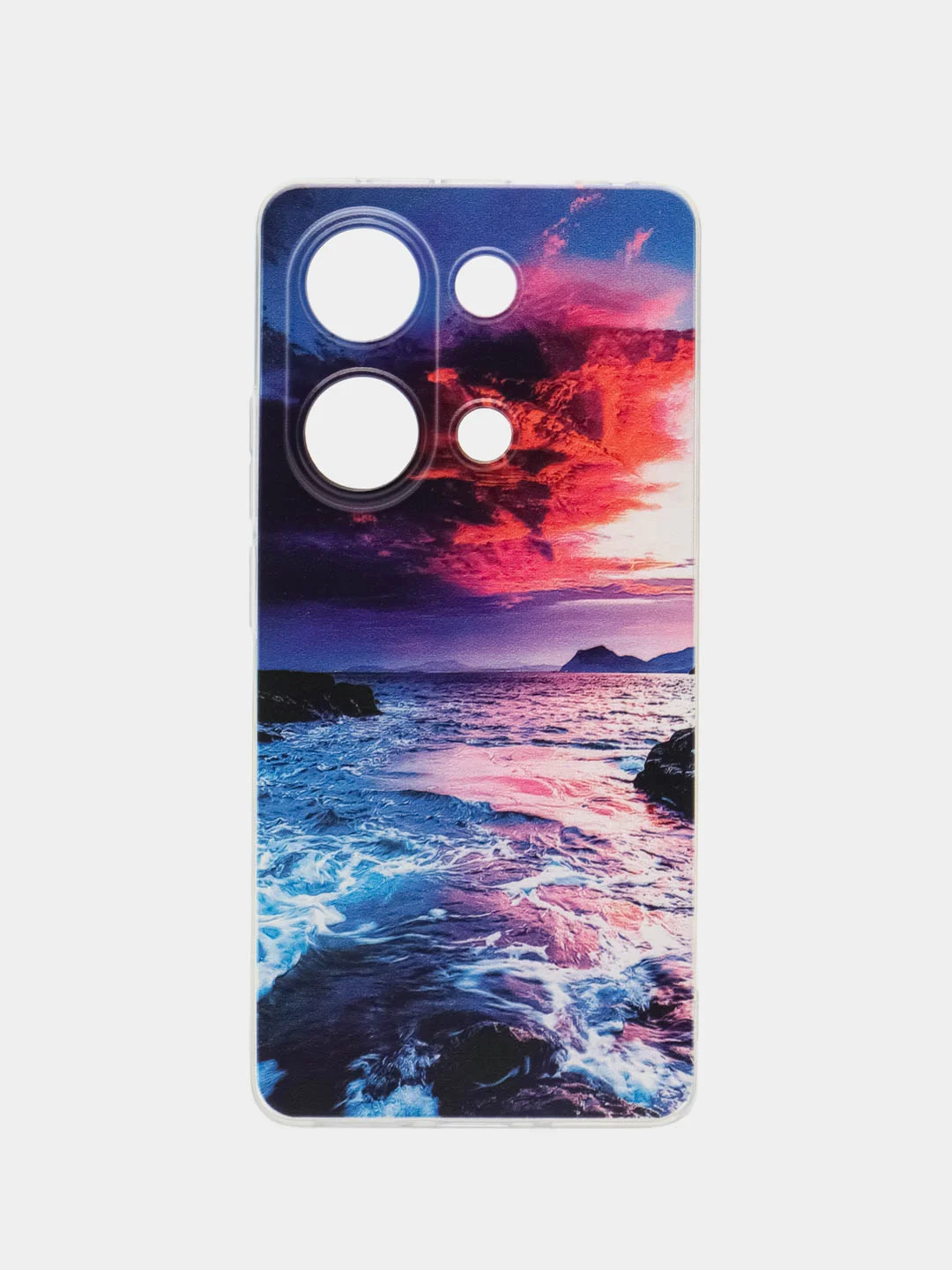 Фиолетовый чехол на Xiaomi Redmi Note 13 Pro 4G/Poco M6 Pro 4G, прозрачный, с рисунком, защита камеры