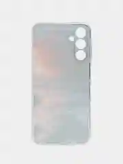 Фиолетовый силиконовый чехол на Samsung Galaxy A15 / Самсунг А15 прозрачный, с принтом, защита камеры