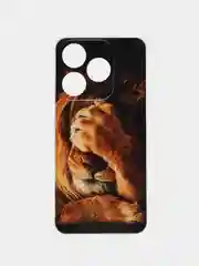 Светло-бежевый чехол на Tecno Spark 10/10C (Текно Спарк 10/10С), прозрачный, с рисунком, защита камеры