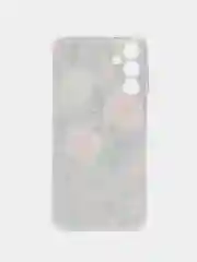 Кораллово-розовый силиконовый чехол на Samsung Galaxy A15 / Самсунг А15 прозрачный, с принтом, защита камеры