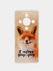 Оранжевый силиконовый чехол на Honor X9B (Хонор X9B), прозрачный, с рисунком, защита камеры