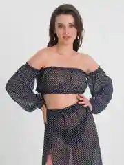 Хром костюм пляжный летний с топом и юбкой, шифоновый костюм