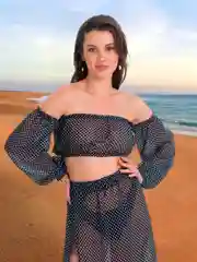 Хром костюм пляжный летний с топом и юбкой, шифоновый костюм