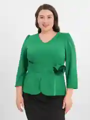 Зеленый женский костюм жакет с юбкой