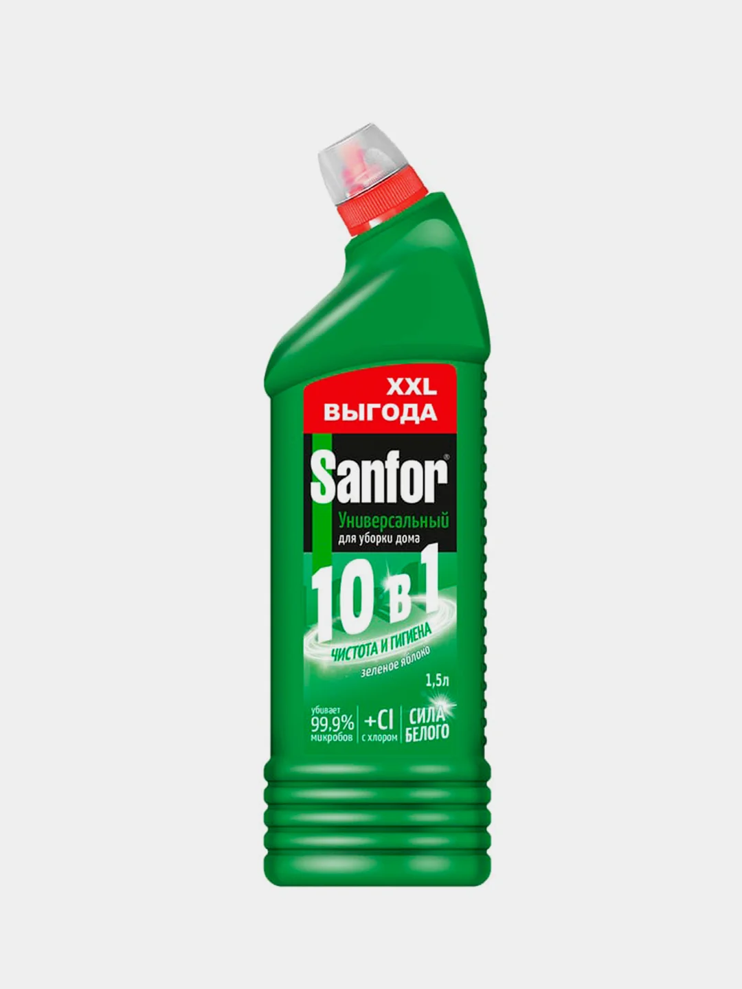 Универсальное чистящее средство Sanfor, Зеленое яблоко, для ванны и сантехники, 1,5 л