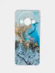 Голубой чехол на Redmi A3/Poco C61 / Редми А3/Поко С61 прозрачный, с рисунком, защита камеры