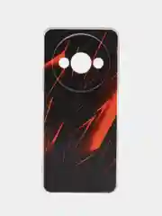 Красный чехол на Redmi A3/Poco C61 / Редми А3/Поко С61 прозрачный, с рисунком, защита камеры