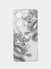 Пудровый чехол на Xiaomi Redmi Note 13 Pro 4G/Poco M6 Pro 4G, прозрачный, с рисунком, защита камеры
