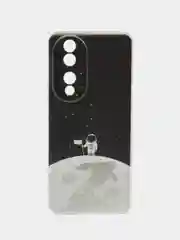 Серебряный силиконовый чехол на Honor 90 (Хонор 90), прозрачный, с рисунком