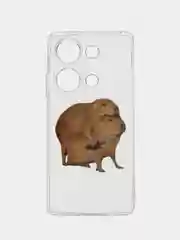 Бежевый чехол на Xiaomi Redmi Note 13 Pro 4G/Poco M6 Pro 4G, прозрачный, с рисунком, защита камеры
