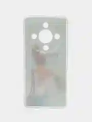 Тёмно-серый силиконовый чехол на Honor X9B (Хонор X9B), прозрачный, с рисунком, защита камеры