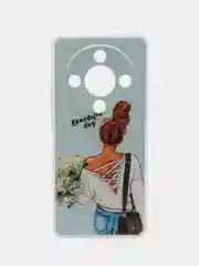 Тёмно-серый силиконовый чехол на Honor X9B (Хонор X9B), прозрачный, с рисунком, защита камеры