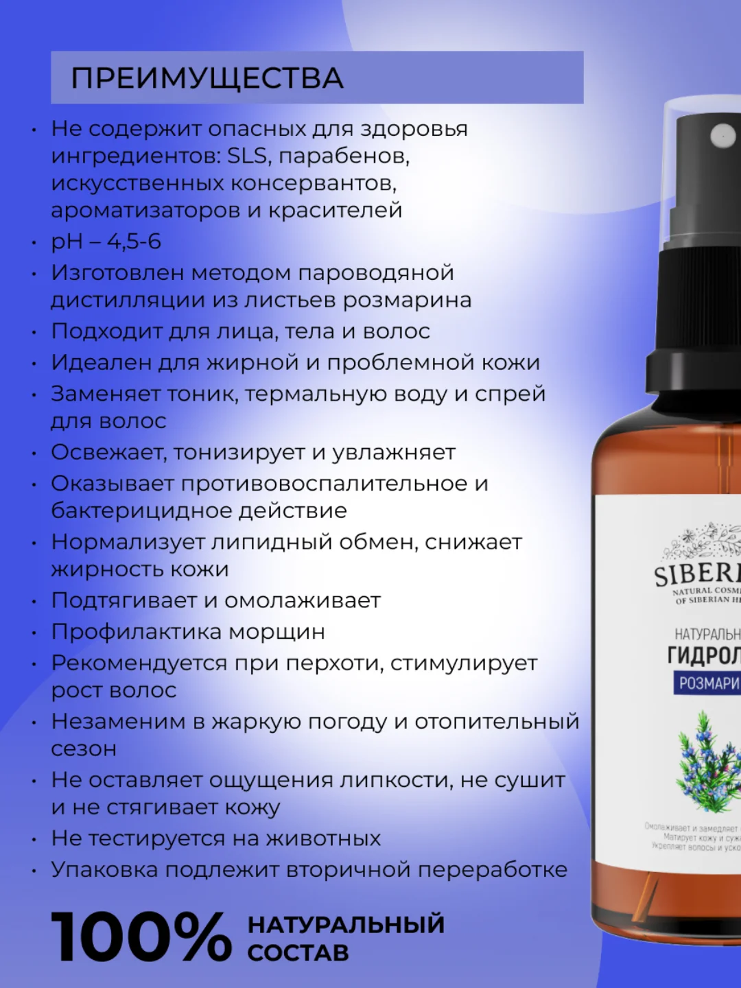 Гидролат розмарина Siberina