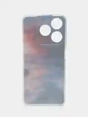Фиолетовый чехол на Tecno Spark 10/10C (Текно Спарк 10/10С), прозрачный, с рисунком, защита камеры