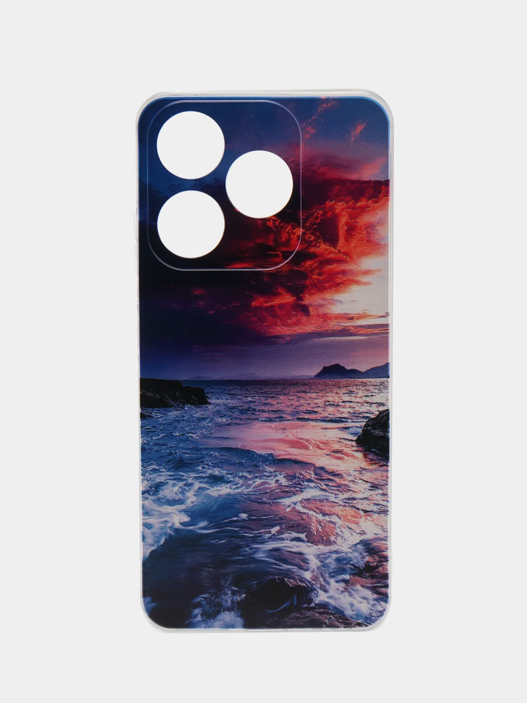 Фиолетовый чехол на Tecno Spark 10/10C (Текно Спарк 10/10С), прозрачный, с рисунком, защита камеры