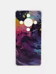 Пурпурный силиконовый чехол на Honor X9B (Хонор X9B), прозрачный, с рисунком, защита камеры