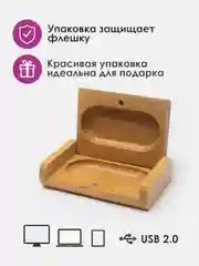 Терракотовый usb флеш накопитель, в подарочной коробке, из бамбука, USB 2.0