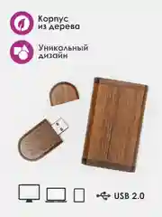 Коричневый usb флеш накопитель, в подарочной коробке, из бамбука, USB 2.0