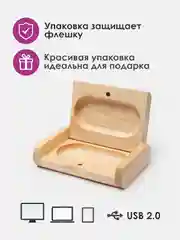 Коричневый usb флеш накопитель, в подарочной коробке, из бамбука, USB 2.0