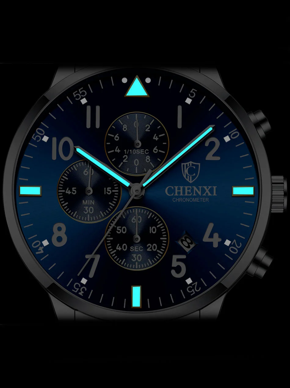 Часы наручные мужские CHENXI CX-907 с хронографом, водостойкие