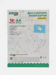 Картон плотный белый А4 Мелованный Extra 10 л папка, Brauberg Kids, 200х290, Пингвинята