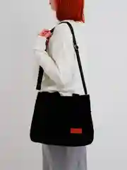 Черный вельветовая сумка тоут