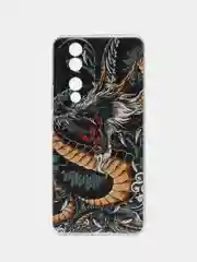 Коричневый силиконовый чехол на Honor 90 (Хонор 90), прозрачный, с рисунком