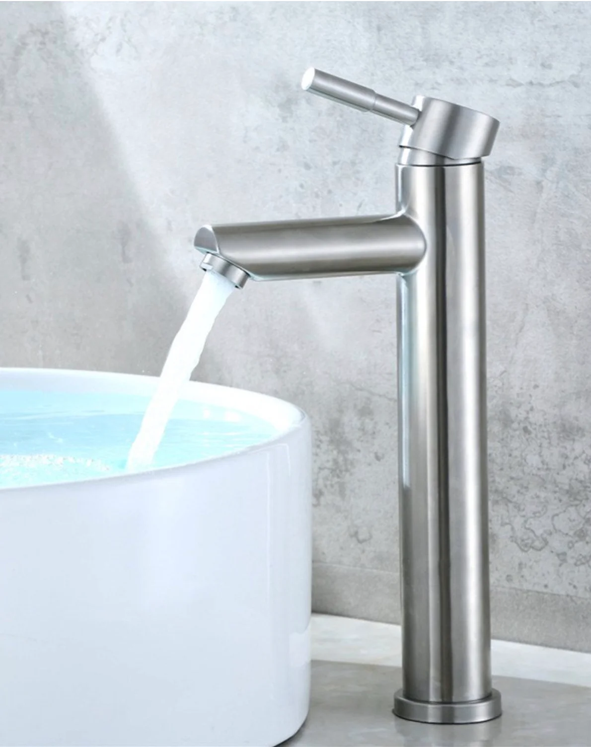 Белый gebert GB11201 LOFT cмеситель для умывальника, высокий излив, на столешницу