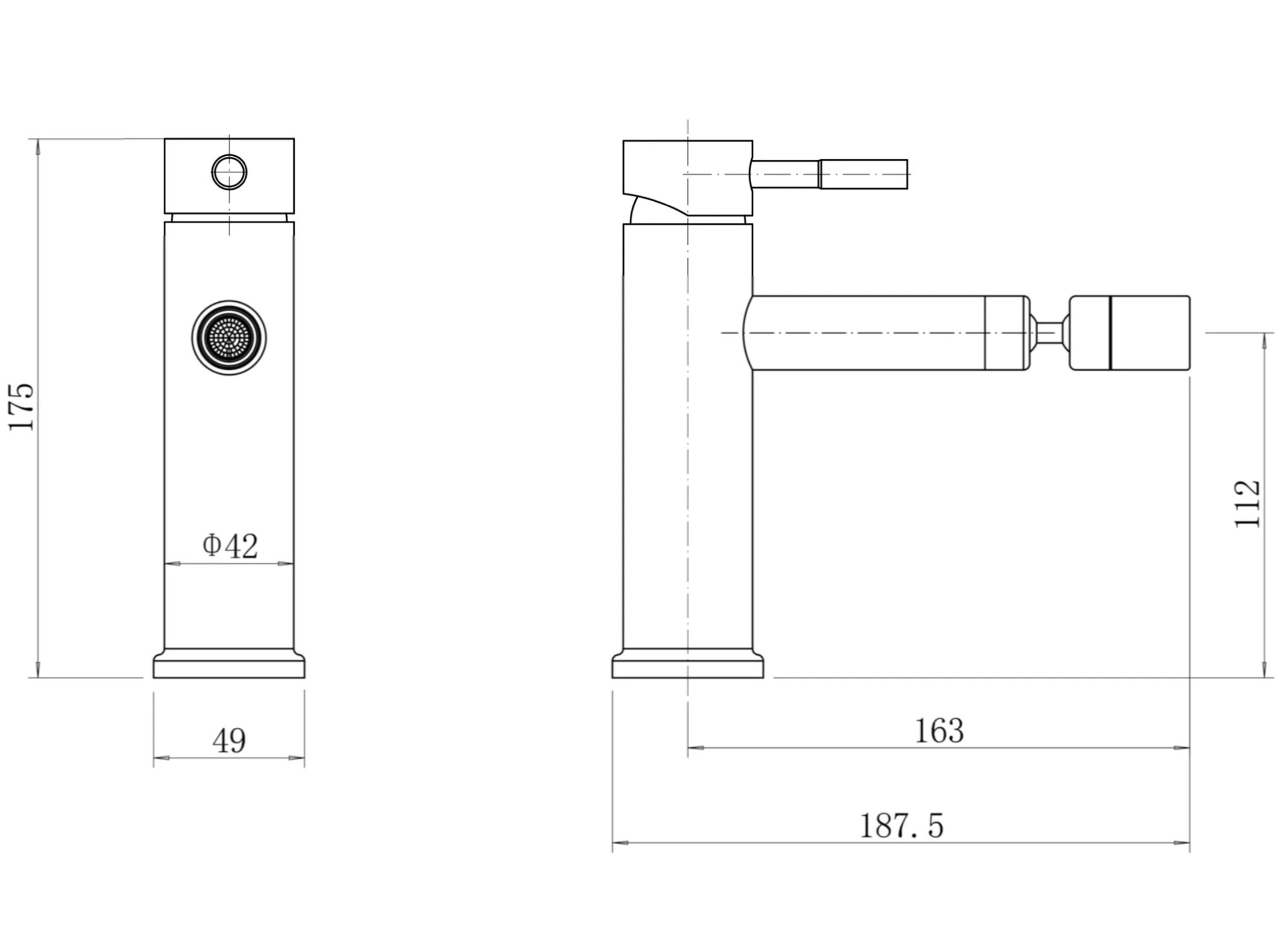 Черный gebert GB11301 LOFT cмеситель для биде, нержавеющая сталь