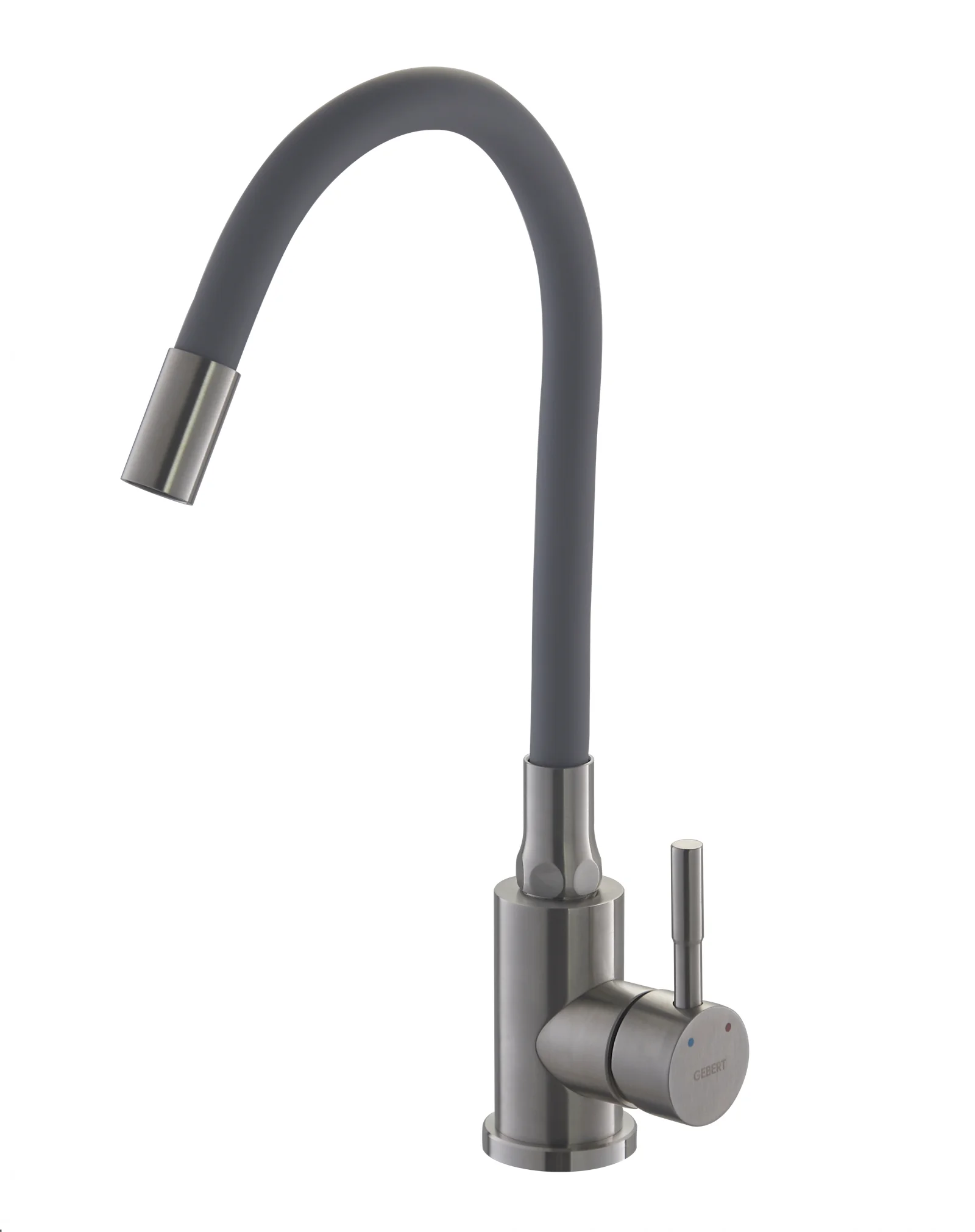 Серый gebert GB14101 LOFT RELEX cмеситель для кухни, высокий гибкий излив, нержавеющая сталь