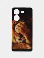 Светло-бежевый силиконовый чехол на Tecno Pova 5 (Текно Пова 5), прозрачный, с рисунком, защита камеры
